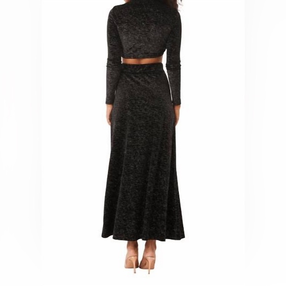 MISA LOS ANGELES Ekat Knit Maxi Skirt Black Velvet Sparkle Size Small $340 NWT - Picture 4 of 14